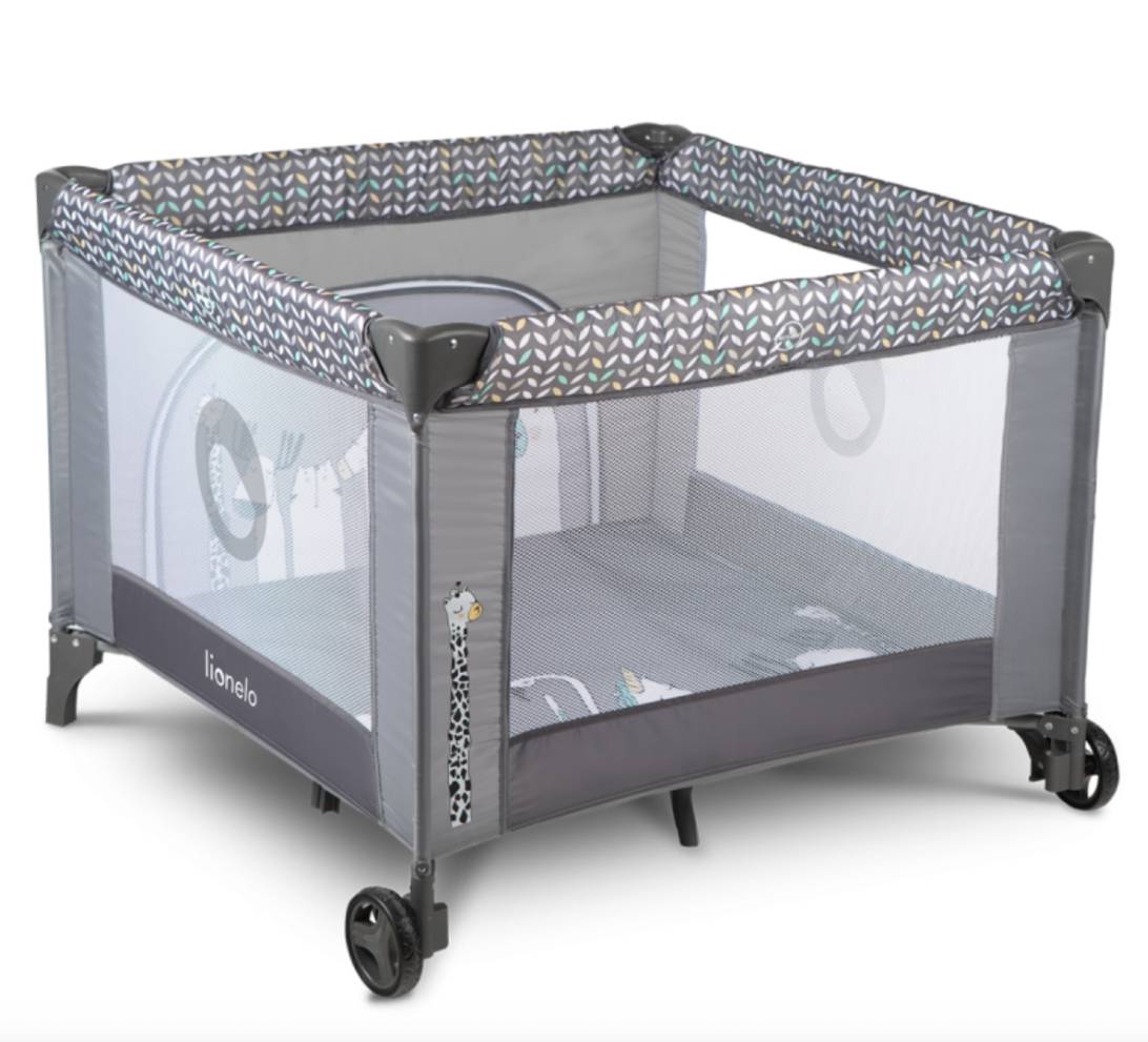 Lionelo Lene Playpen (Grey Stone) – Breathable Mesh, Zip Door & T25 Mattress + Carry Bag