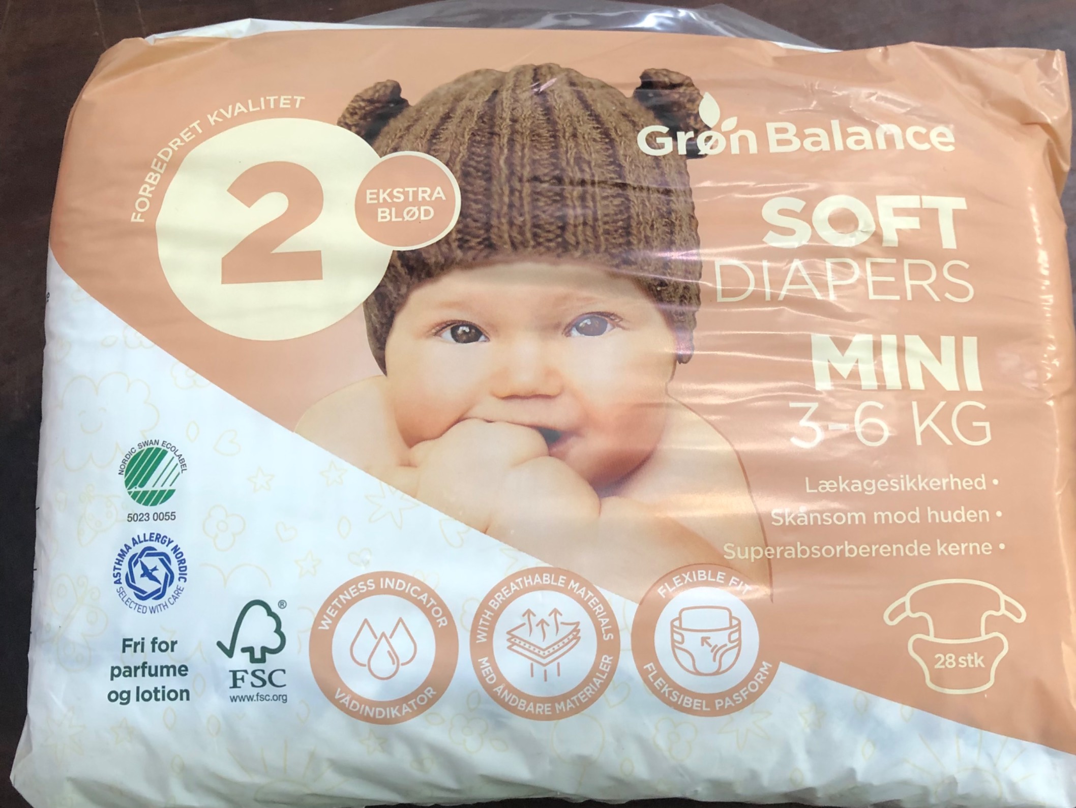 Diapers 3-6kg from GreenBalance, 28pcs new unopened pack