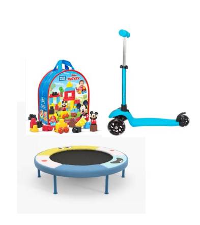 Toddler's Toys Bunddle - Scooter + Blocks + trampoline