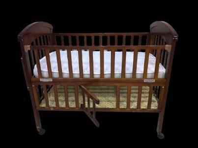Brown Wooden Crib with Changing Table and Storage Space