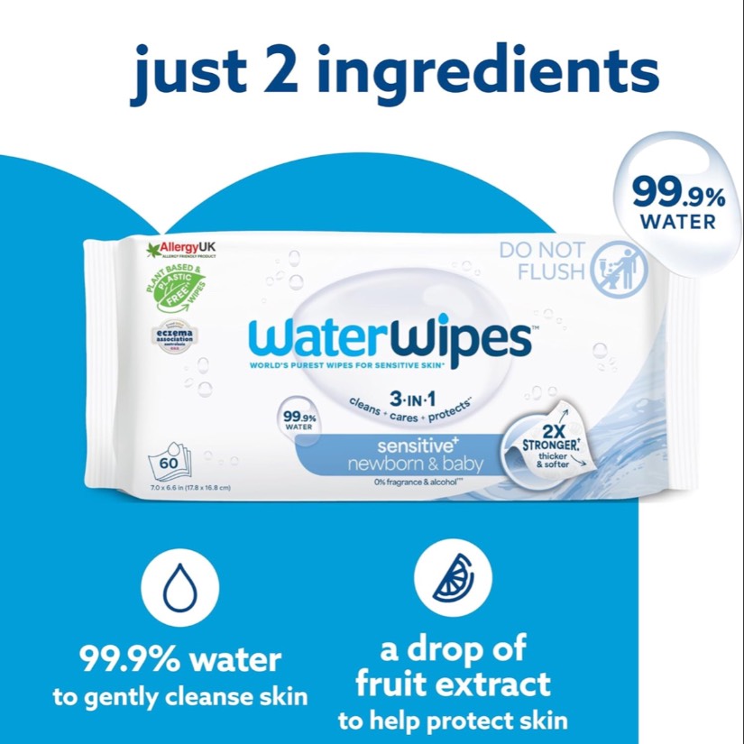 WaterWipes Sensitive+ Newborn & Baby Wipes