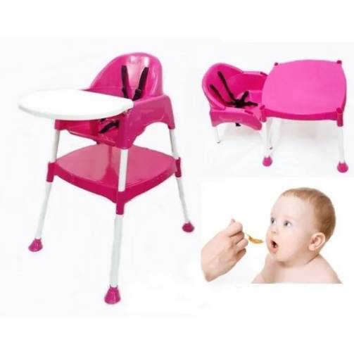 3 In 1 Baby High Chair Convertible Table Seat Booster Toddler Feeding Highchair (Rose)