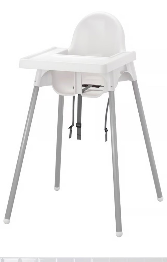 Highchair with tray, white/silver-colour