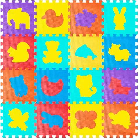 Tappeto Puzzle Bambini 16 Pezzi (120x120 cm) - Schiuma EVA Sicura | Motivi vari